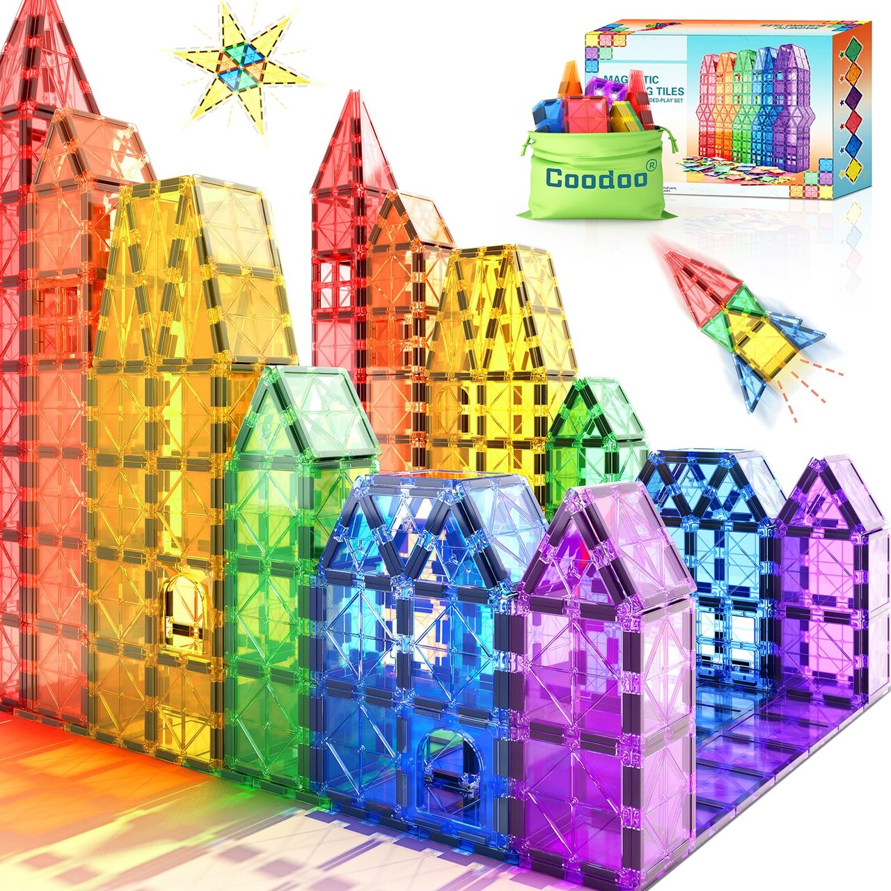 Magnetic Tiles Kids Toys STEM Magnet Toys for Toddler Magnetic